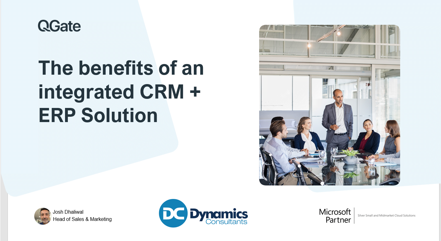 The benefits of an integrated crm and erp solution microsoft partner poster.