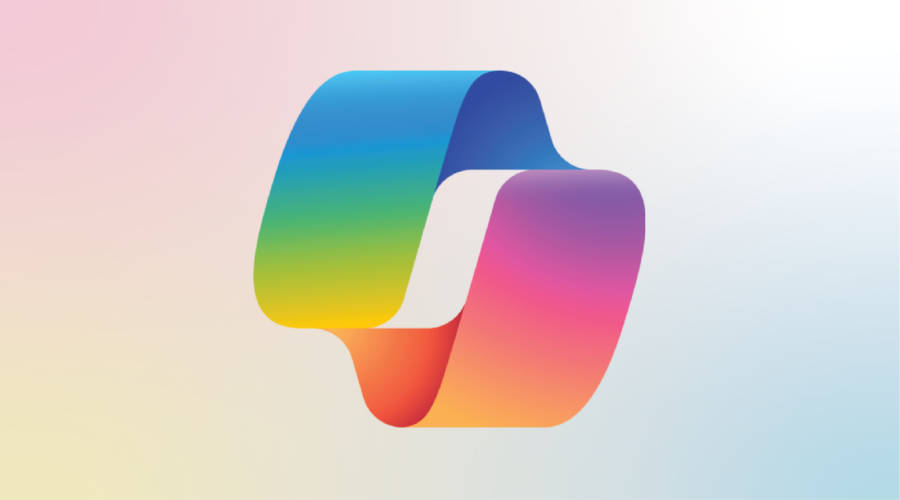 Microsoft Copilot logo on a mottled background.