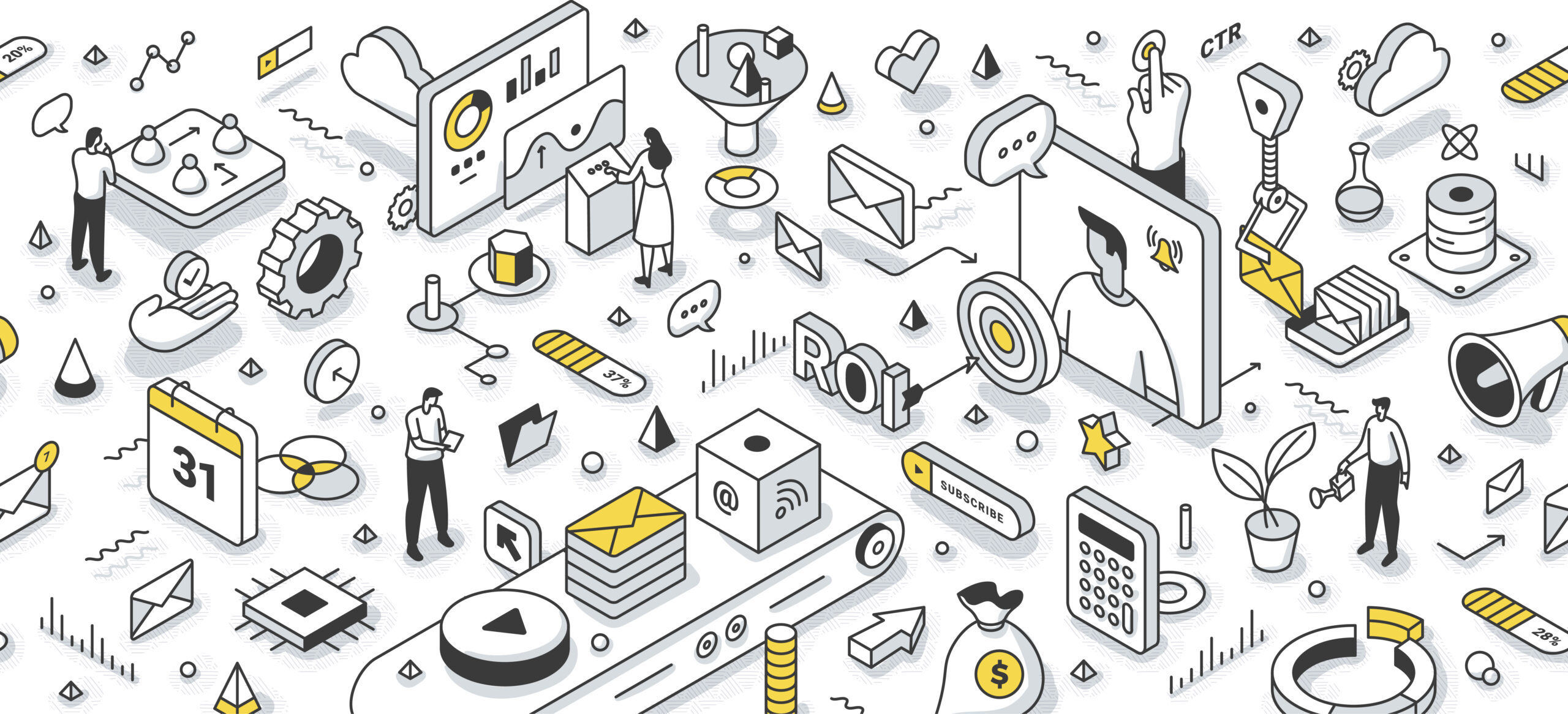isometric illustration of crm user adoption