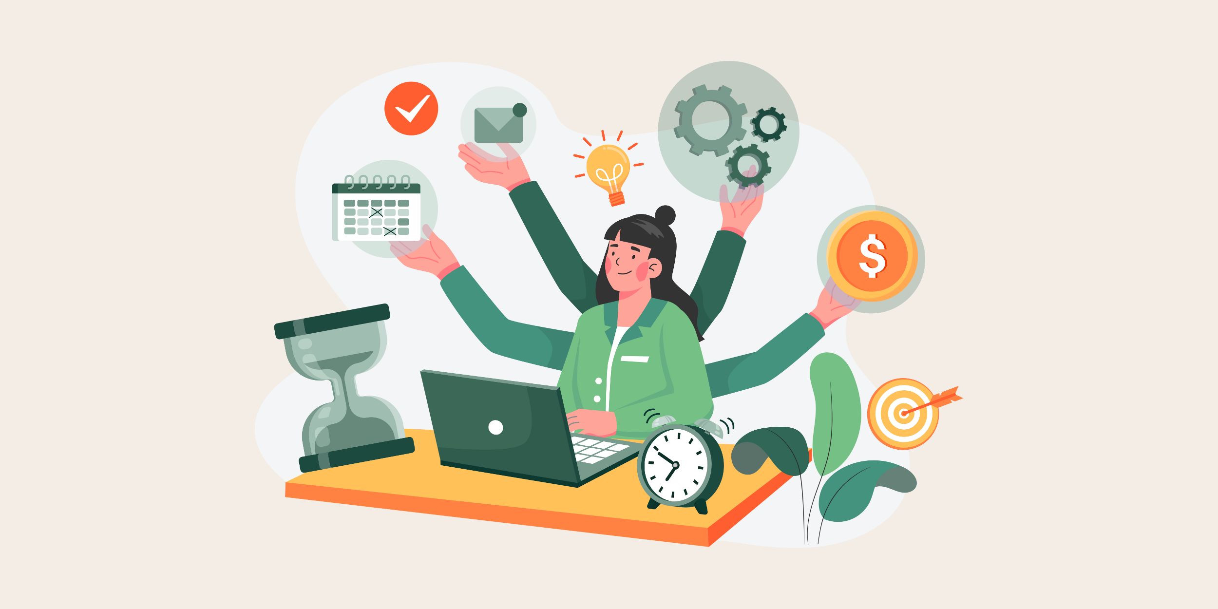 someone with multiple arms working hard to keep pace, representing the role ai can play in bridging capacity gaps