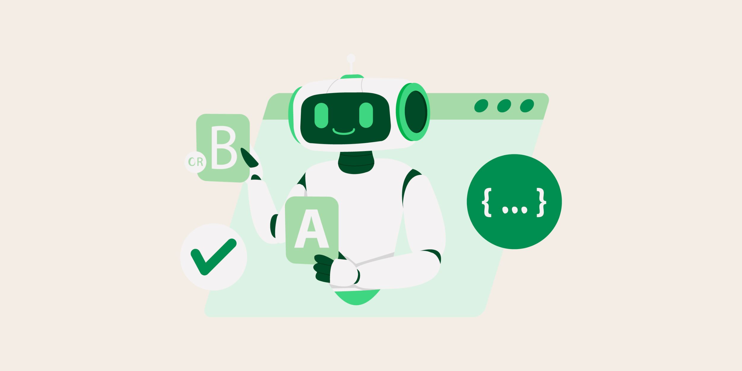 a robot looking at a and b options representing AI decision-making