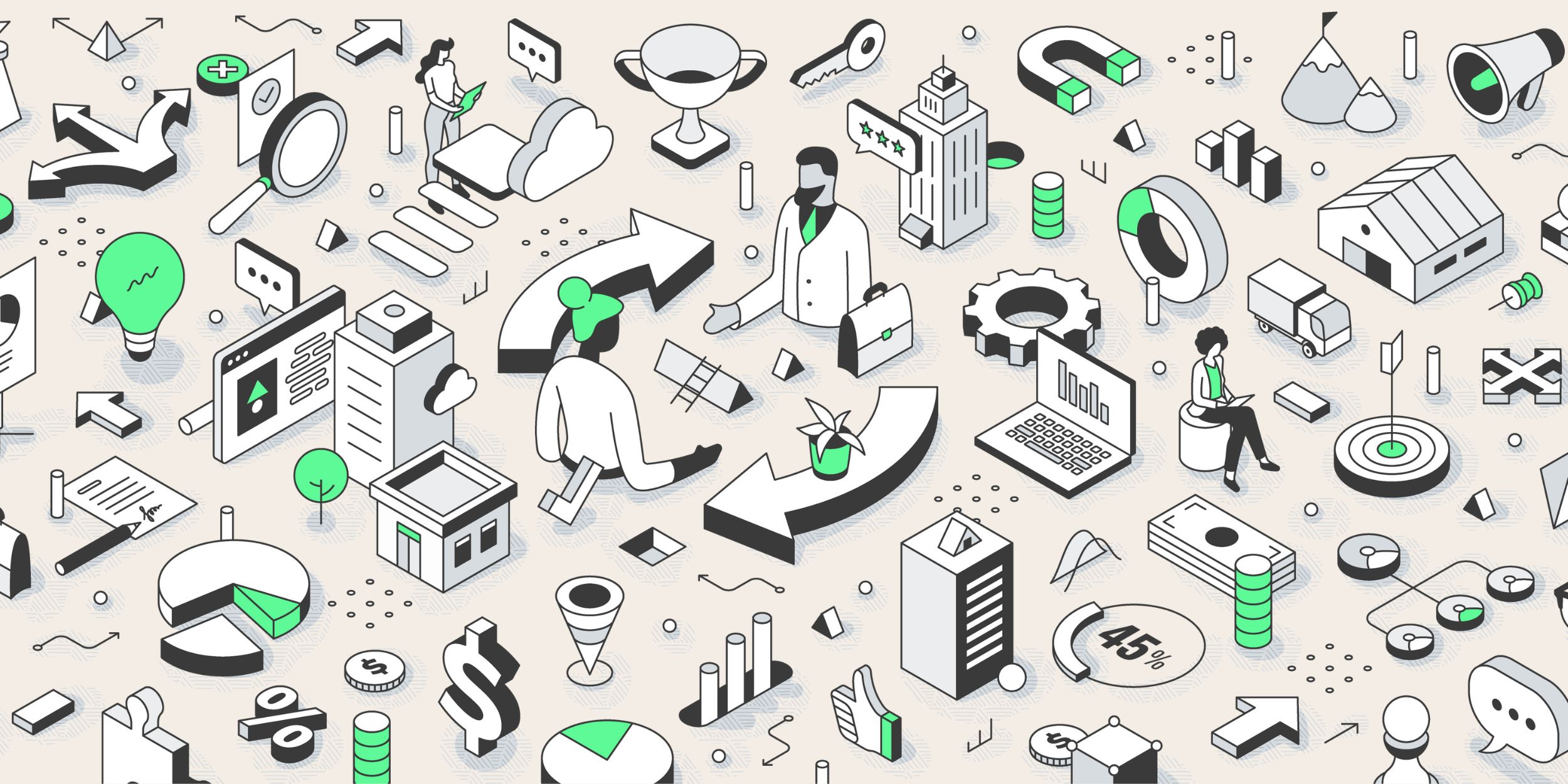 isometric illustration representing sales alignment