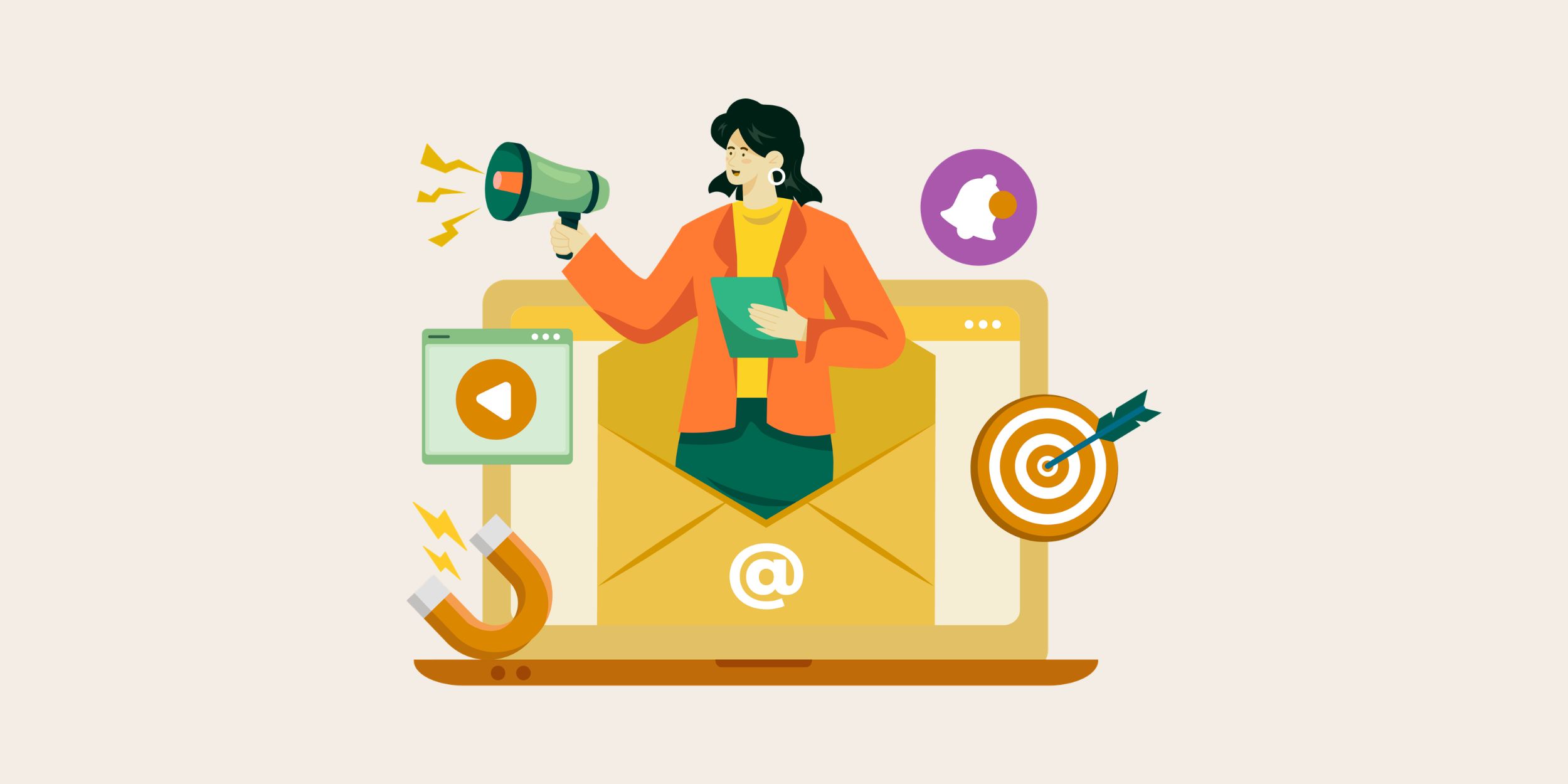 marketer surrounded by engagement channels representing lead source tracking in dynamics 365