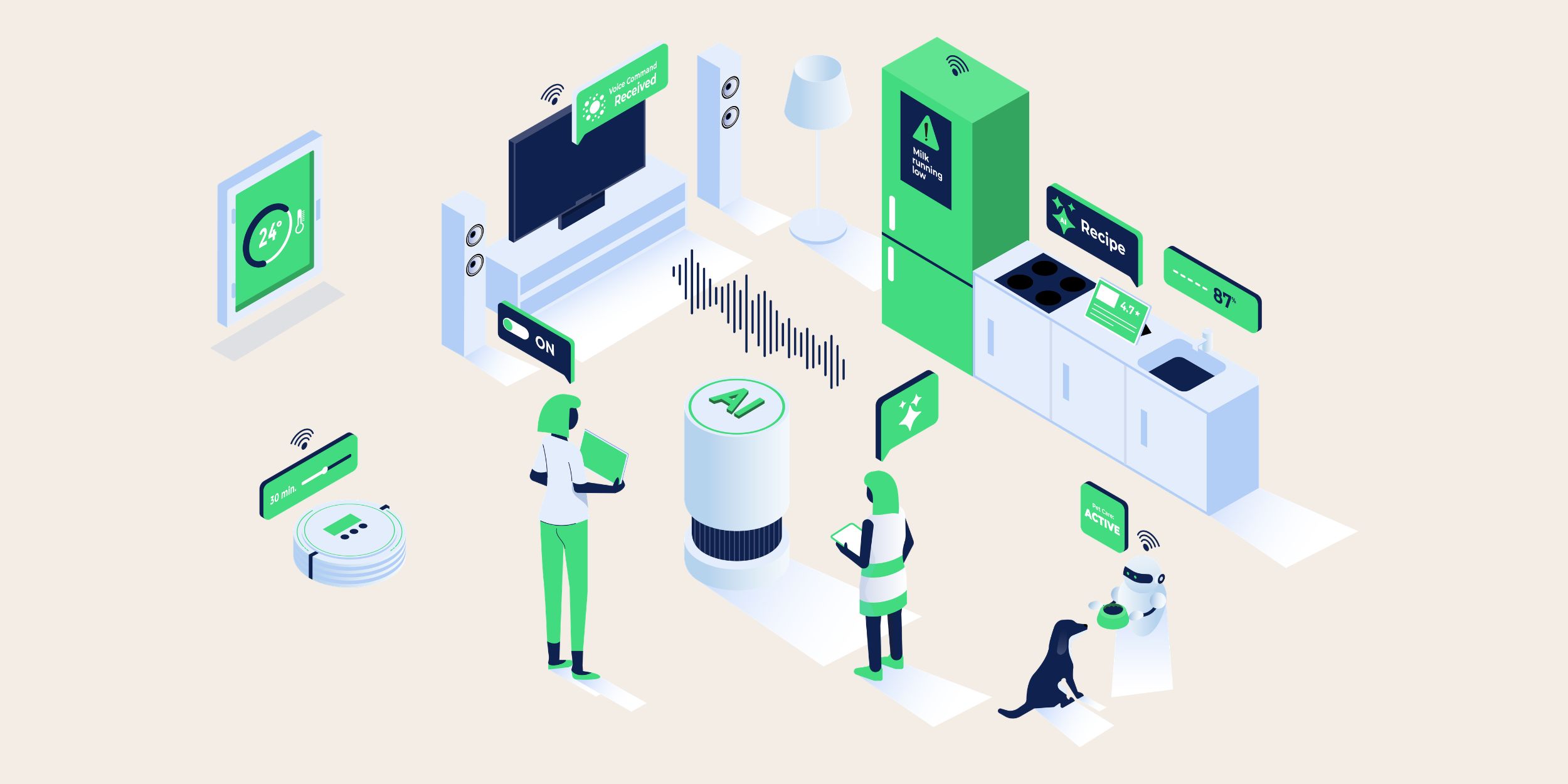 modern illustration of a team working within a network supported by microsoft 365 copilot