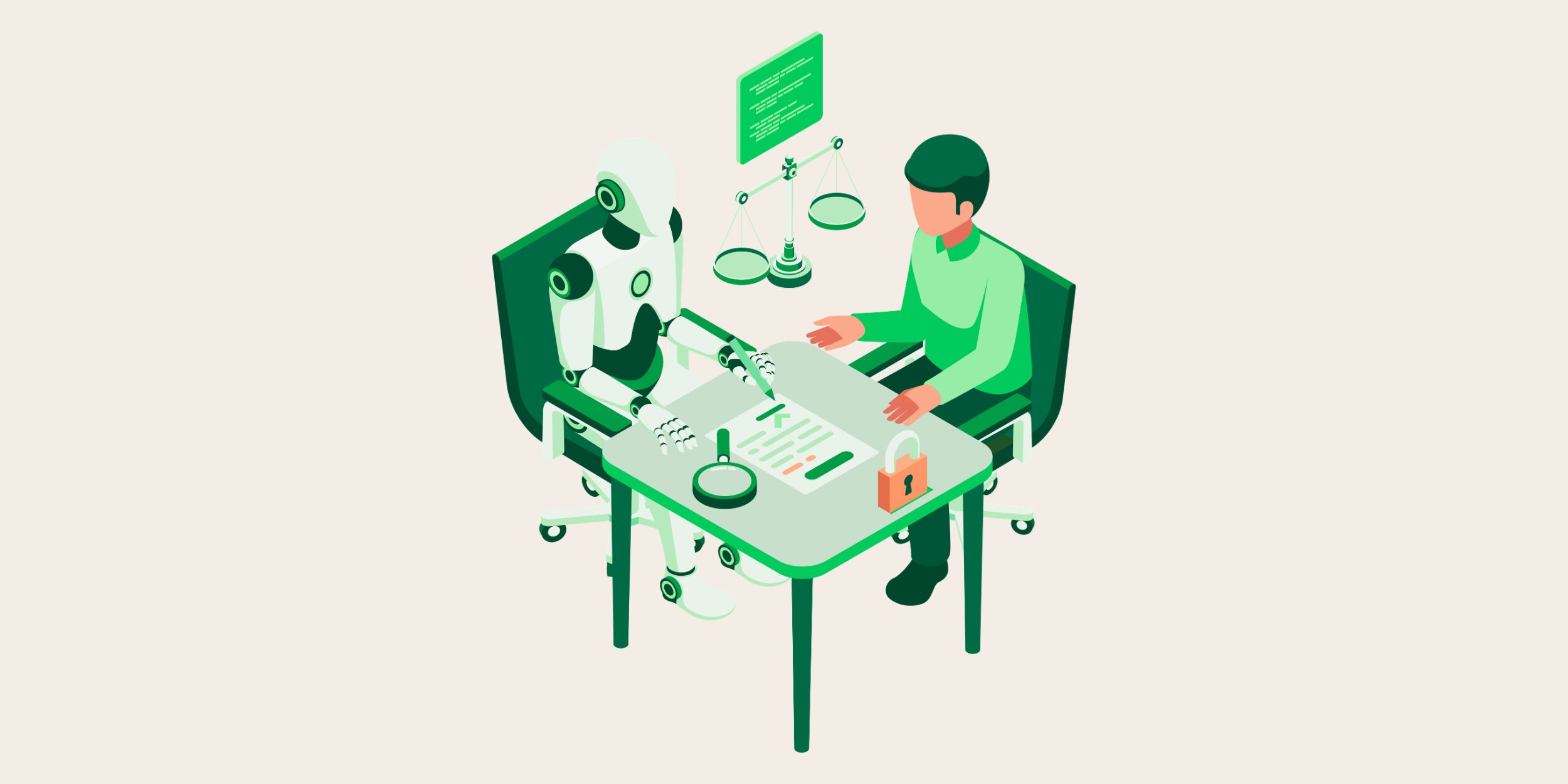 picture of a man directing a robot ot sign an ai governance policy, representing microsoft 365 copilot governance