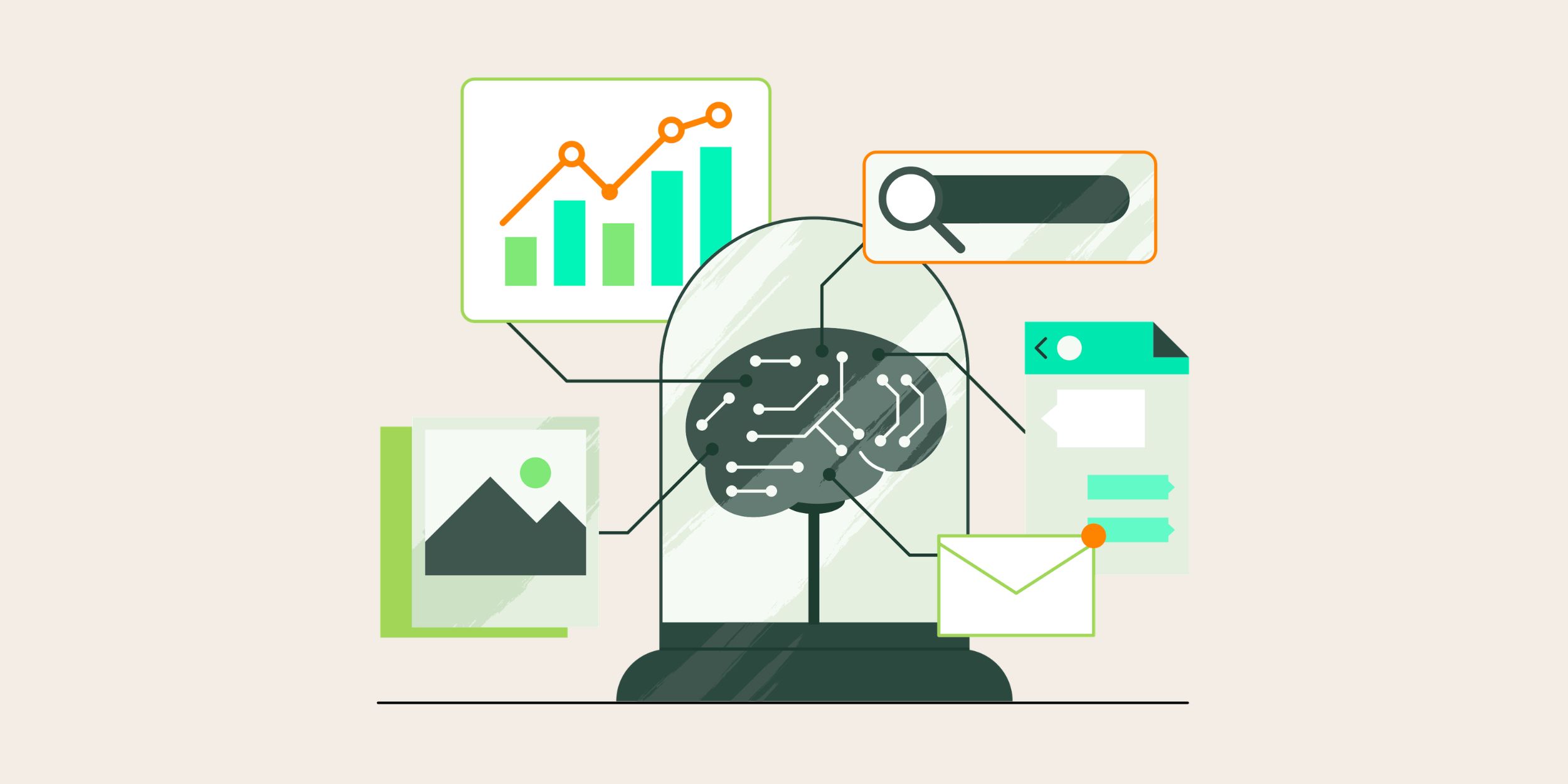 image of an artificial brain connected to different apps and data sources representing ai readiness