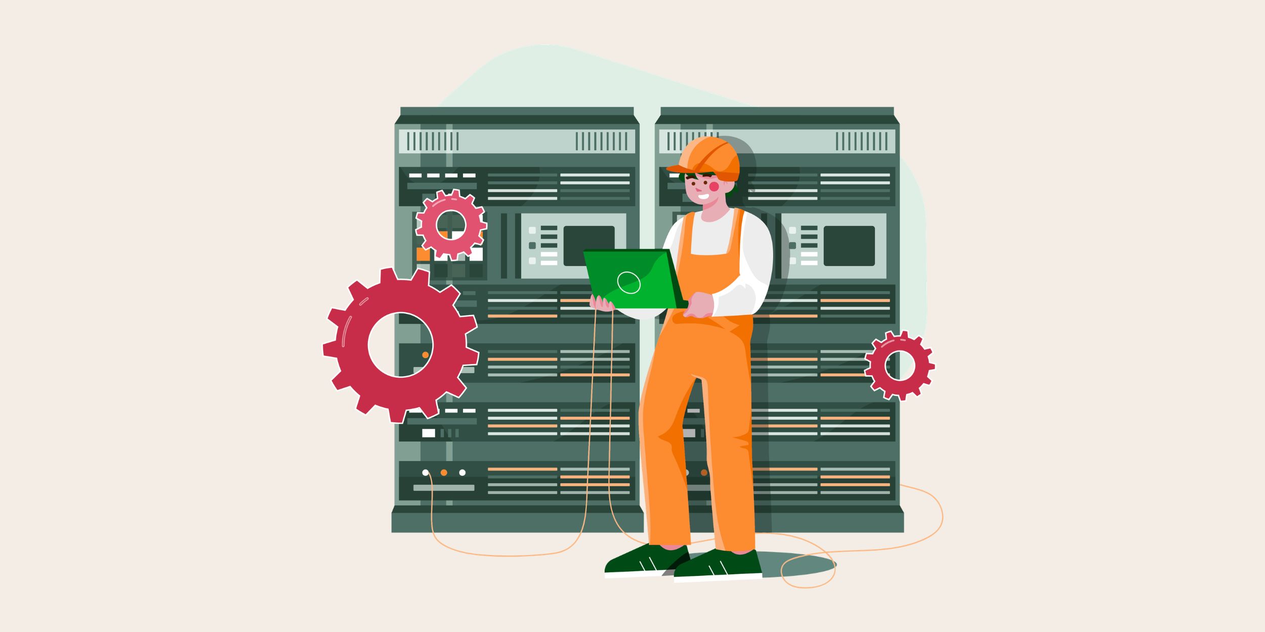 an image of an electrical engineer repairing a server, representing the benefit of ai in field service