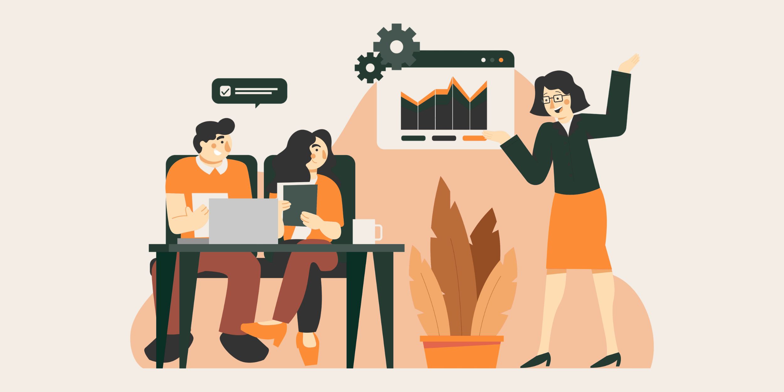 image of an excited sales team looking at sales data with a graph behind them representing sales pipeline management