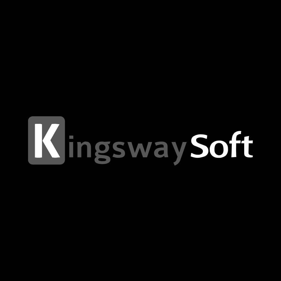 Black and white KingswaySoft logo