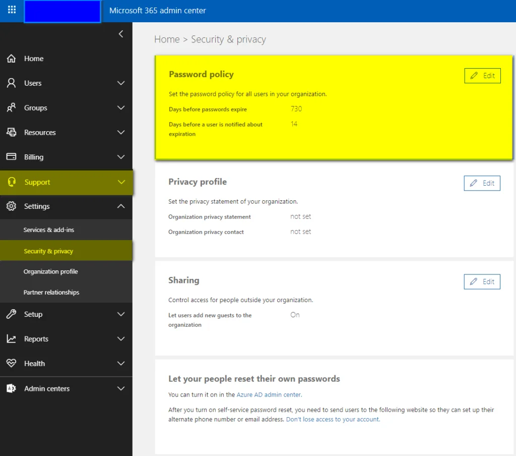 Control Office 365 users' password policies