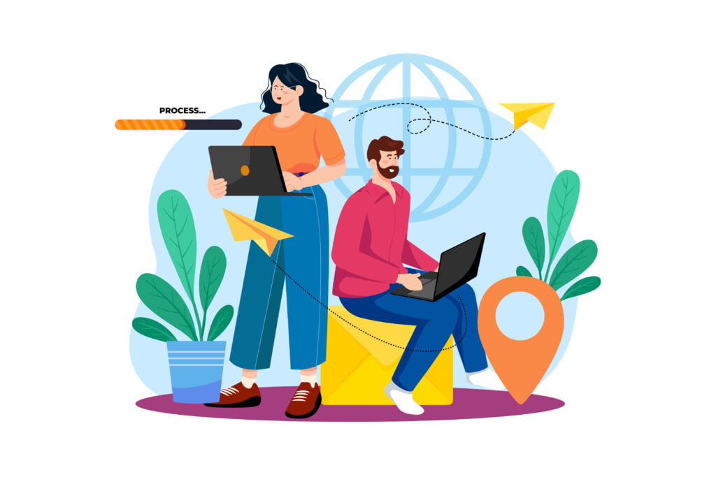 illustration of two marketers working on a personalised campaign