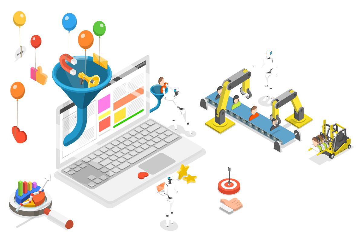 graphical representation of a CRM automation process in action